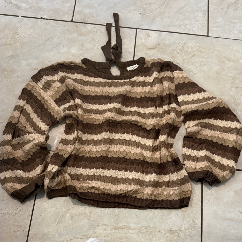 Blu Pepper Brown and Tan Striped Sweater